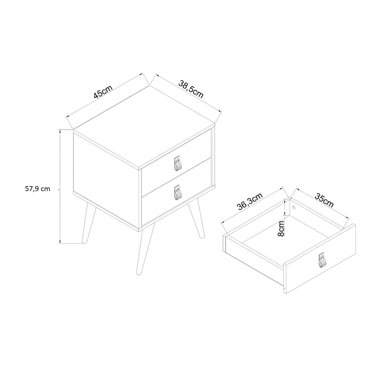 Velador Amber 2 Cajones Verde