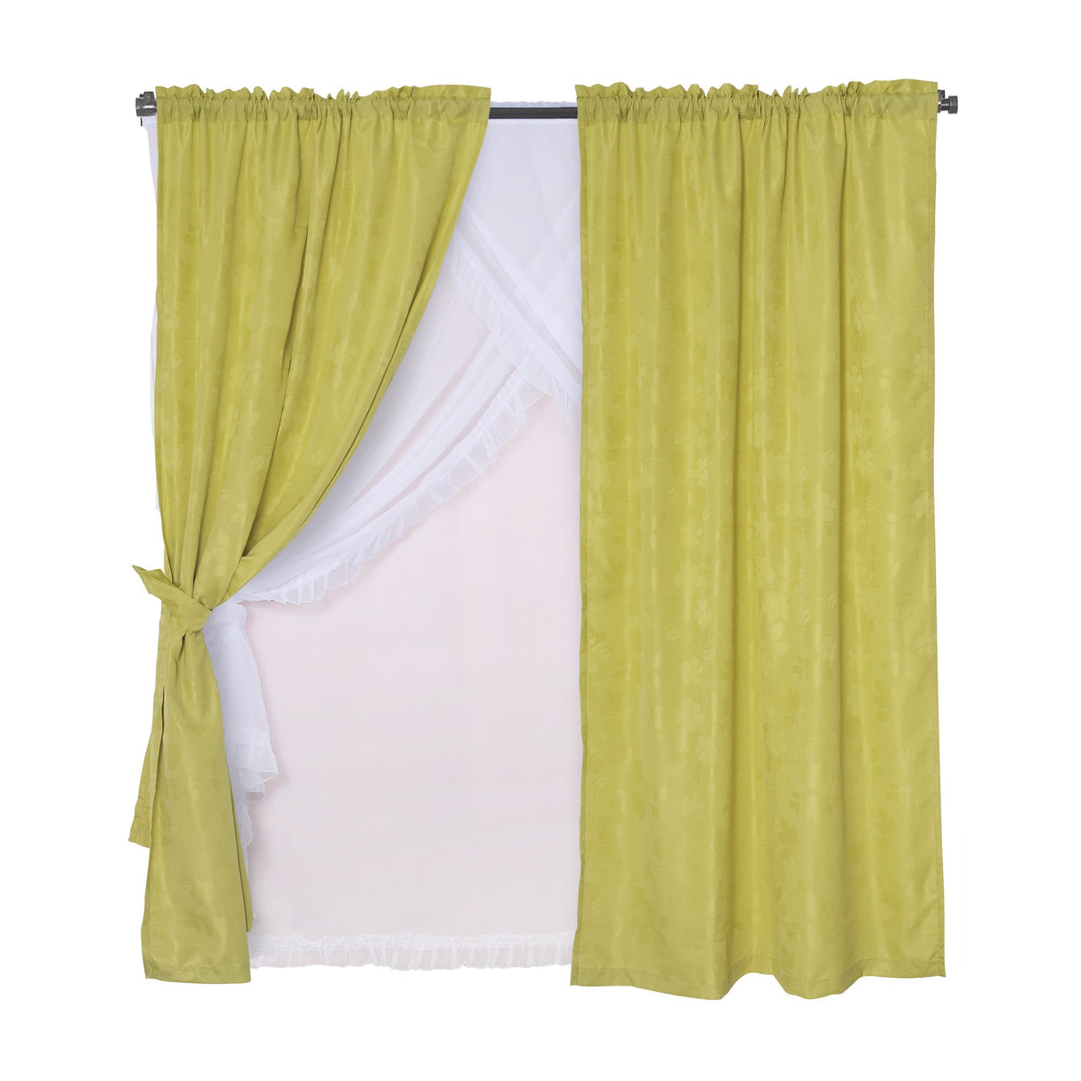 Set Cortinas Kate 11 Piezas Tubo Pistacho