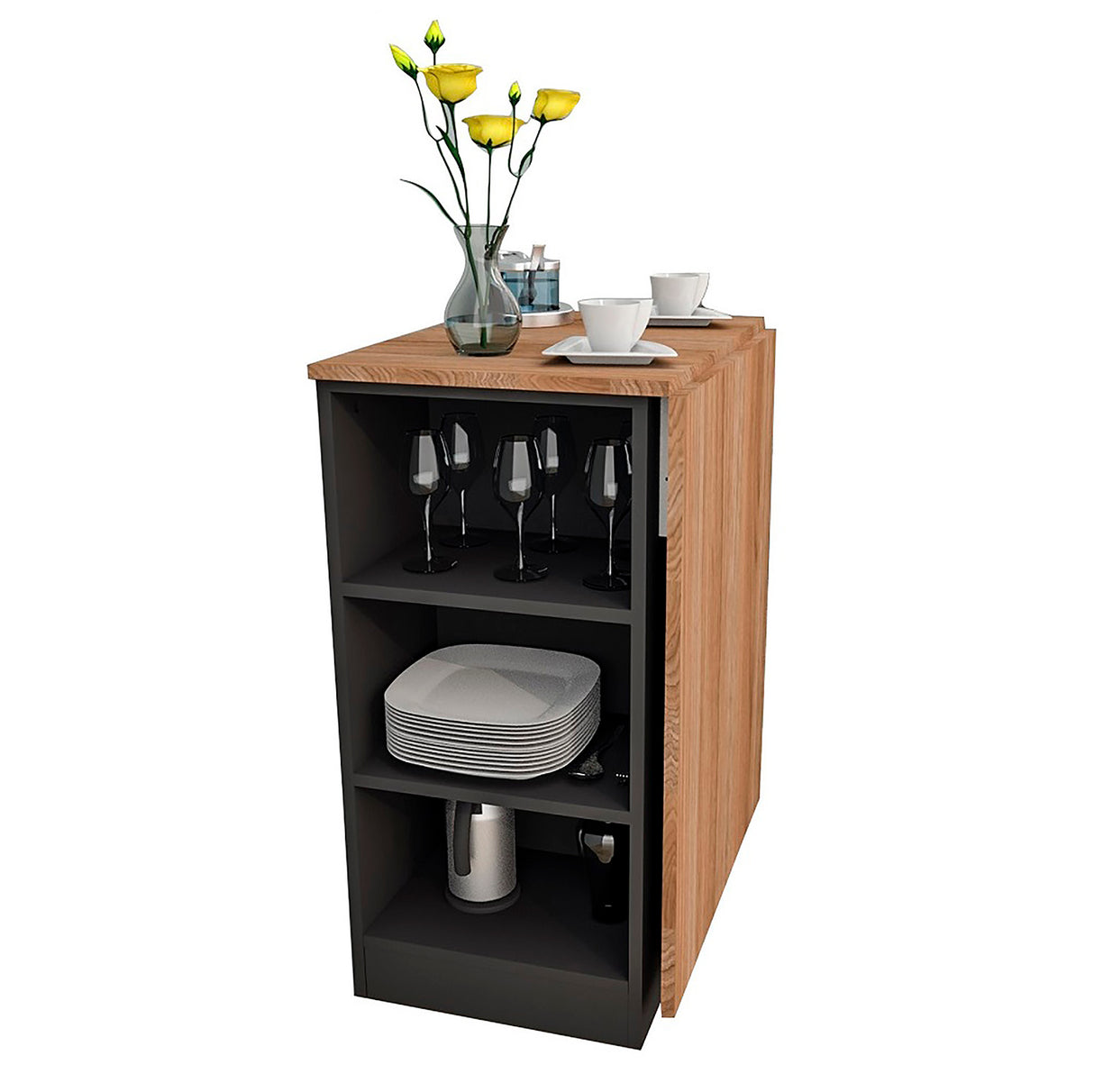 Mesa de Cocina Desmontable con 3 Gavetas