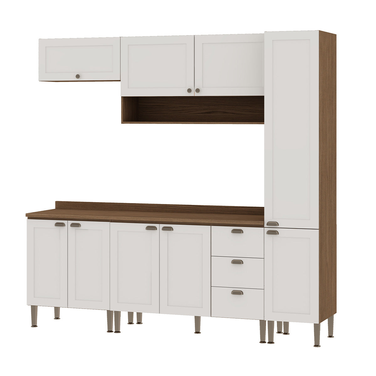 Mueble Mural de Cocina Aéreo 2 Puertas 1 Repisa Conecta - Ebano Fosco Blanco 1301P.0001