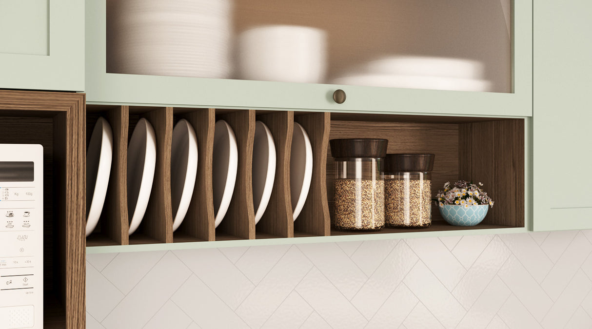 Mueble Aéreo de Cocina Puerta de Vidrio y Repisa con Separadores 1200 Studio - Verde Menta 1510.0001