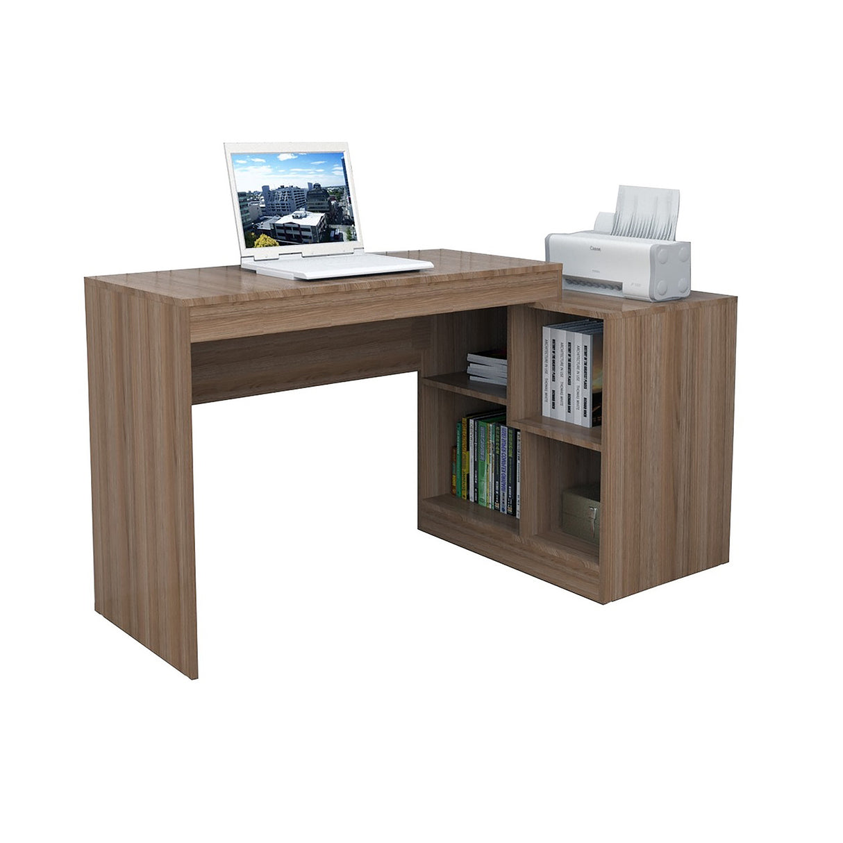 Escritorio con 4 Repisas Moove en L o Recto Madera