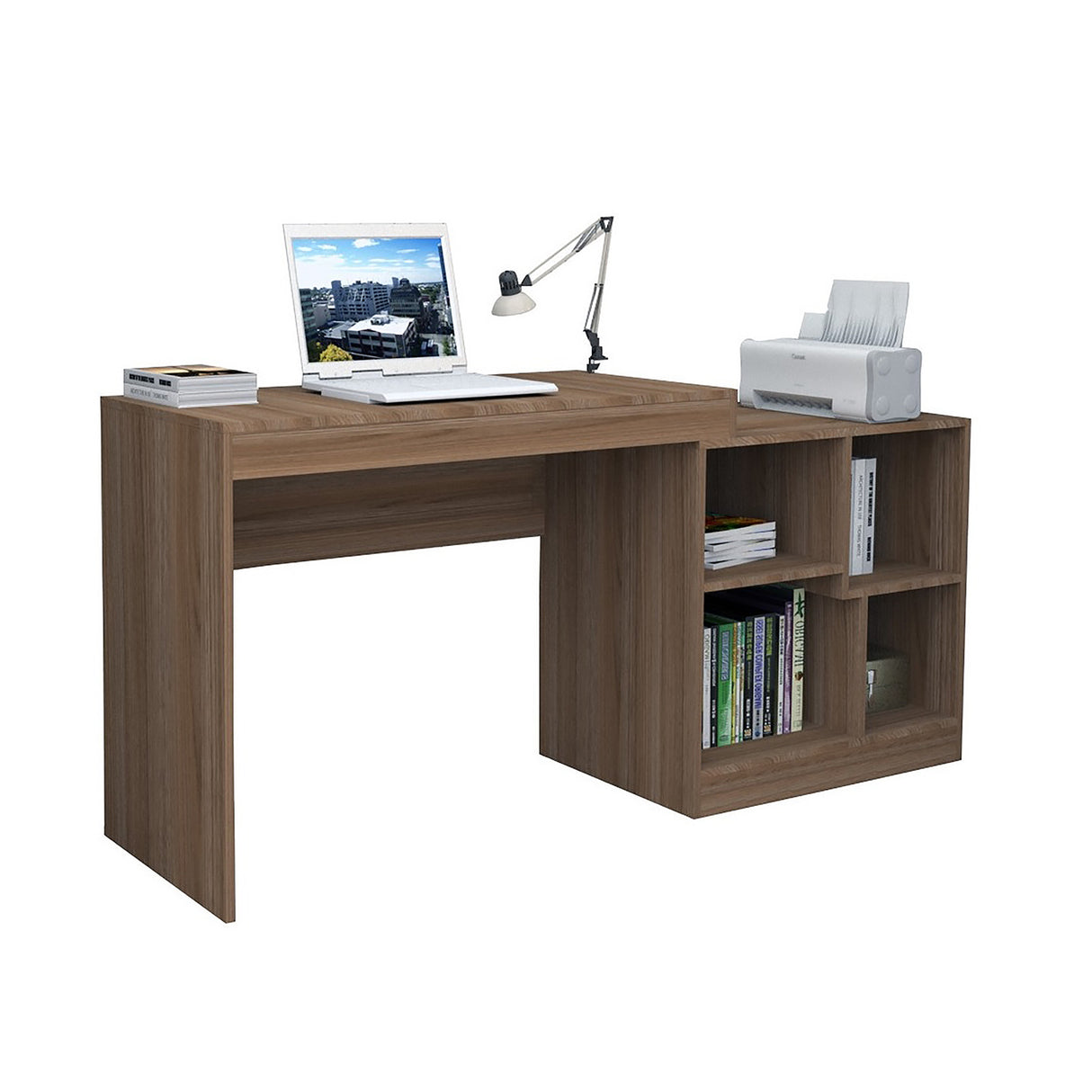 Escritorio con 4 Repisas Moove en L o Recto Madera