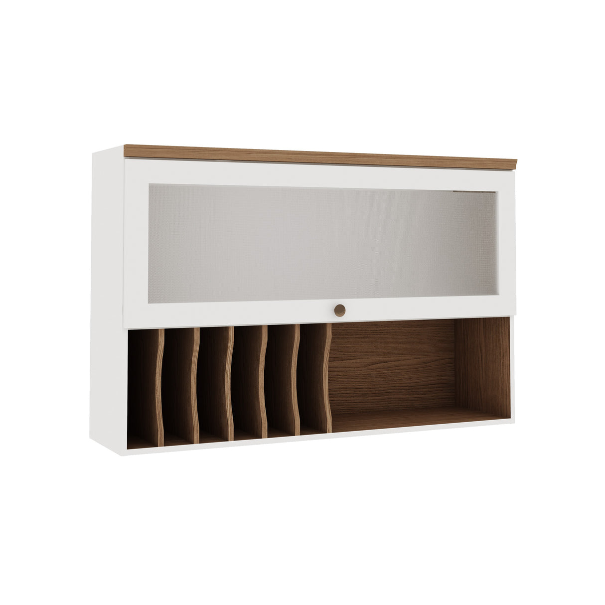 Mueble Aéreo de Cocina Puerta de Vidrio y Repisa con Separadores 1200 Studio - Blanco 1510.0002