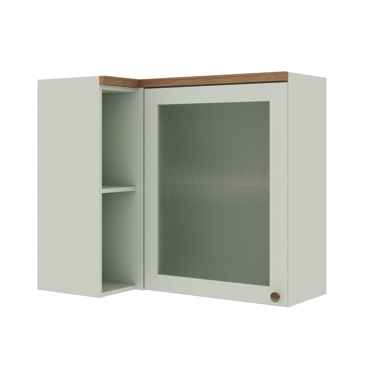 Mueble Aéreo Esquinero de Cocina 1 Puerta de Vidrio Empavonado 930 Studio - Verde Menta 1512.0001