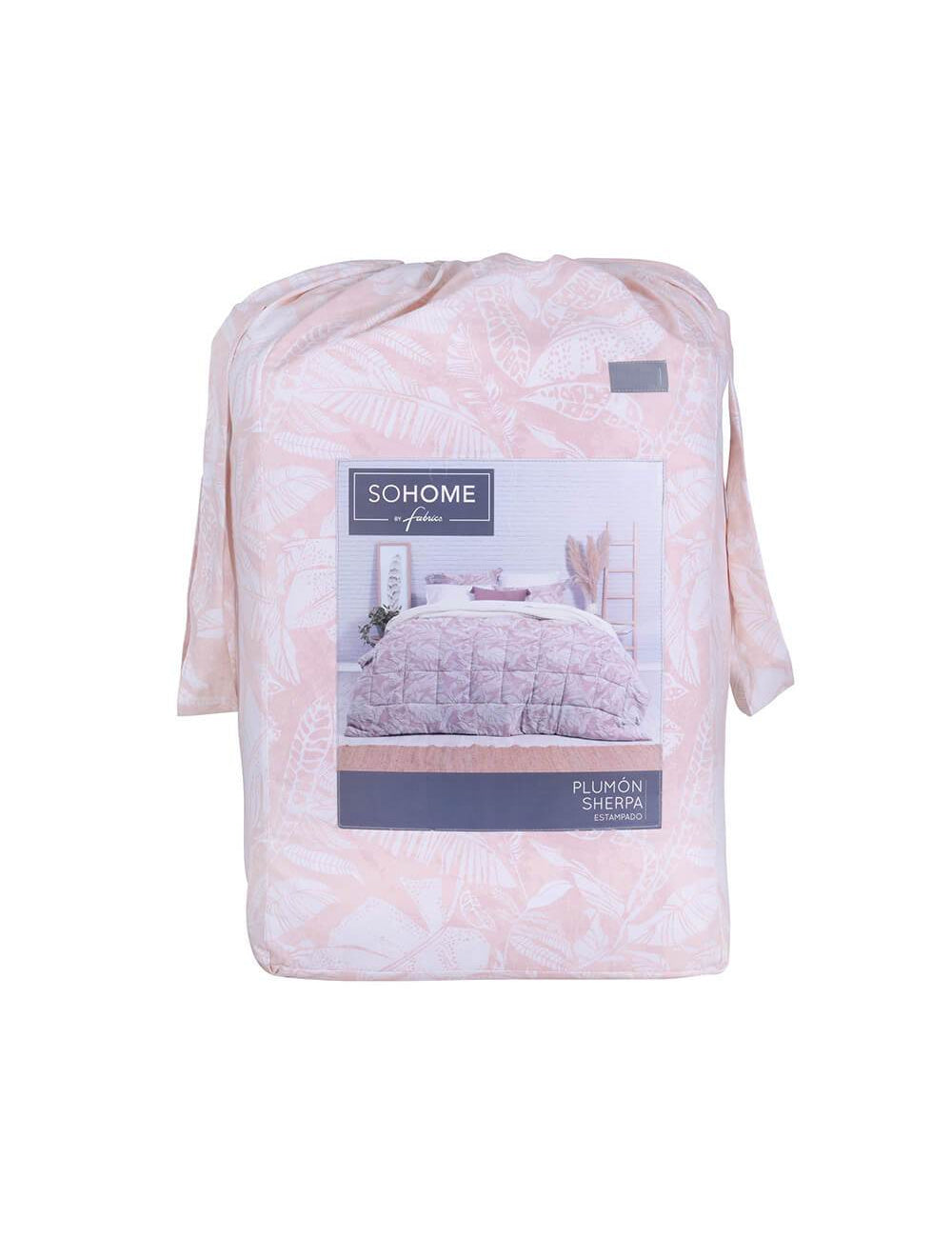 Plumón Estampado Sherpa Jardín King Rosado
