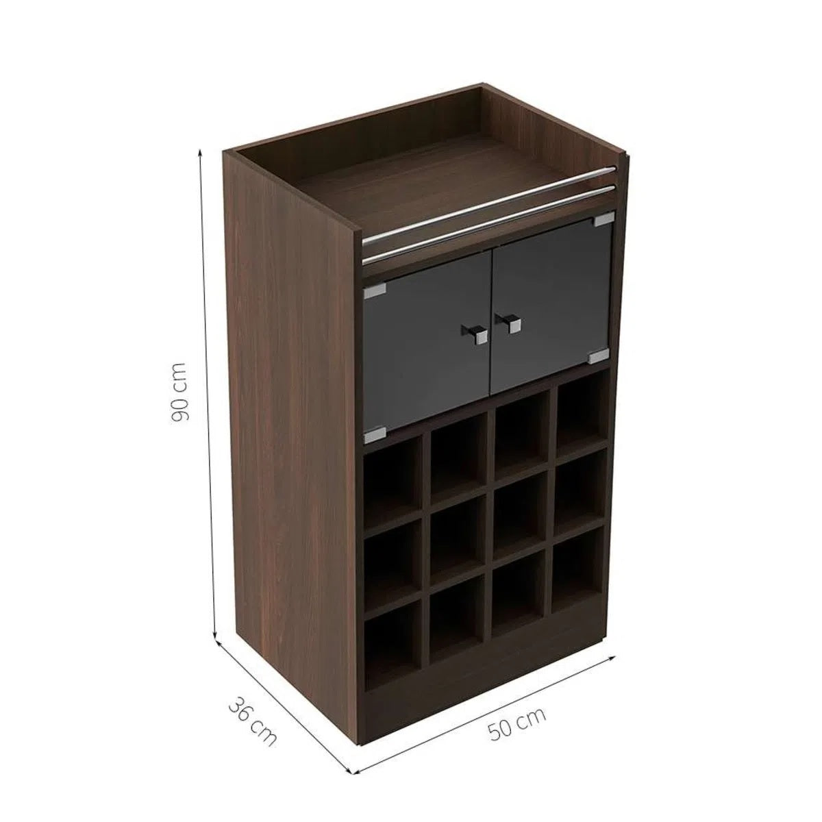 Bar havai 12 botellas con puertas de vidrio