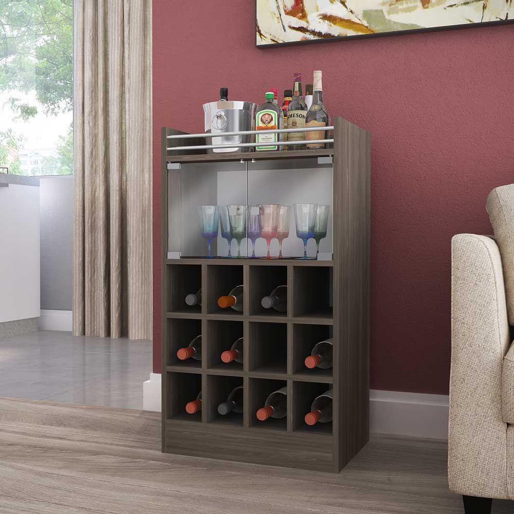 Bar havai 12 botellas con puertas de vidrio