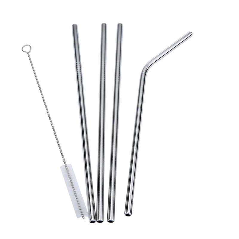 Set 4 Bombillas Acero Inoxidable + 1 Cepillo