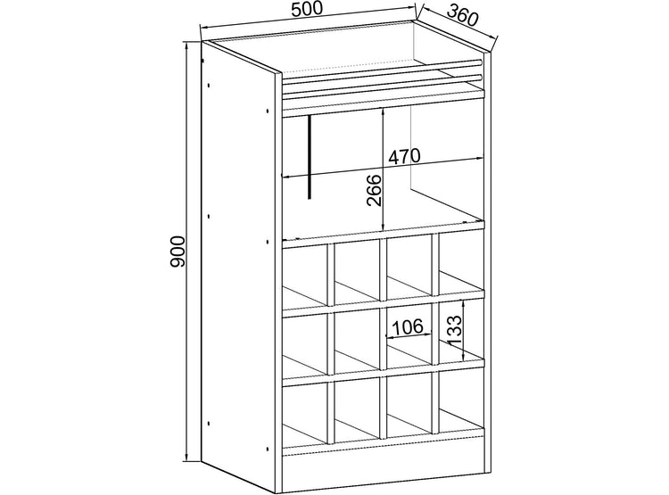 Bar havai 12 botellas con puertas de vidrio