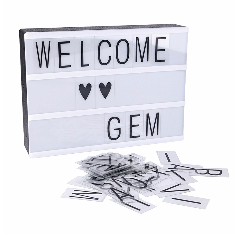 Caja de luz con tres filas para escribir mensajes