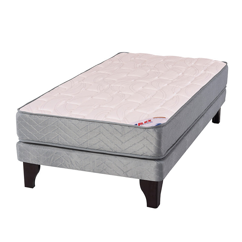 Cama Europea Therapedic New 1 Plaza BOX Gris