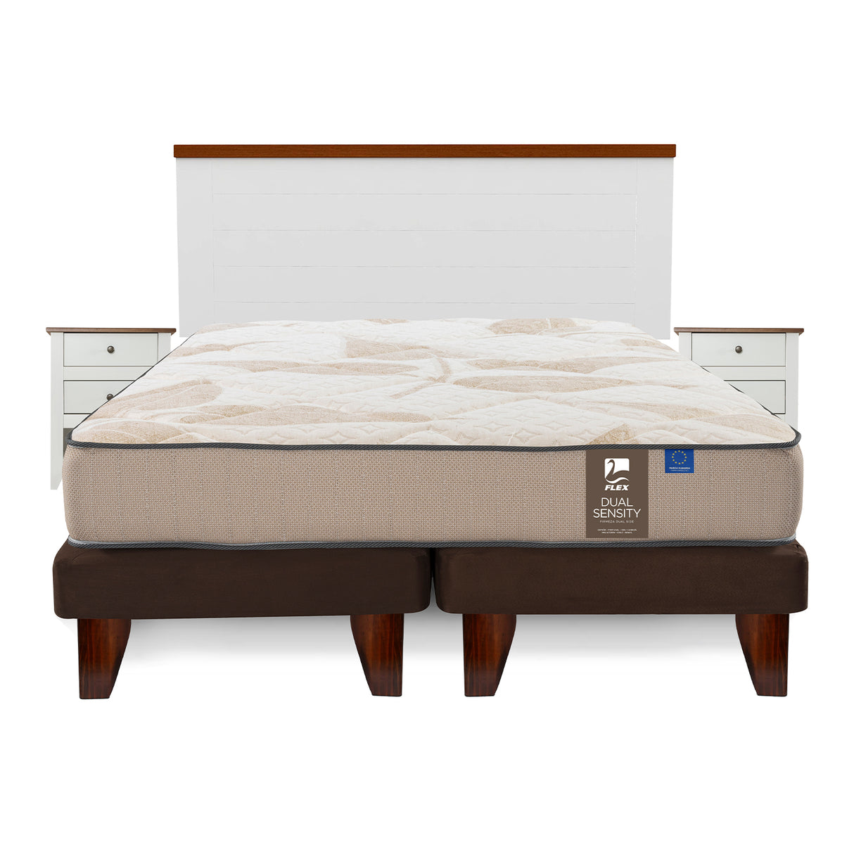 Cama Europea Dual Sensity 2.0 plazas B/D + Set muebles London Flex