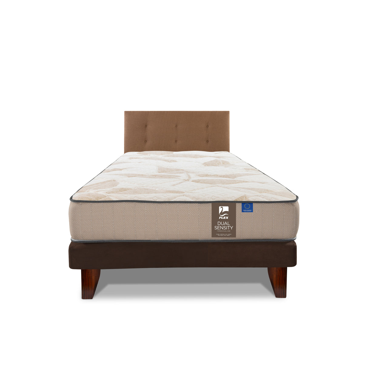 Cama Europea Dual Sensity 1.5 Plazas + Respaldo Royal Café