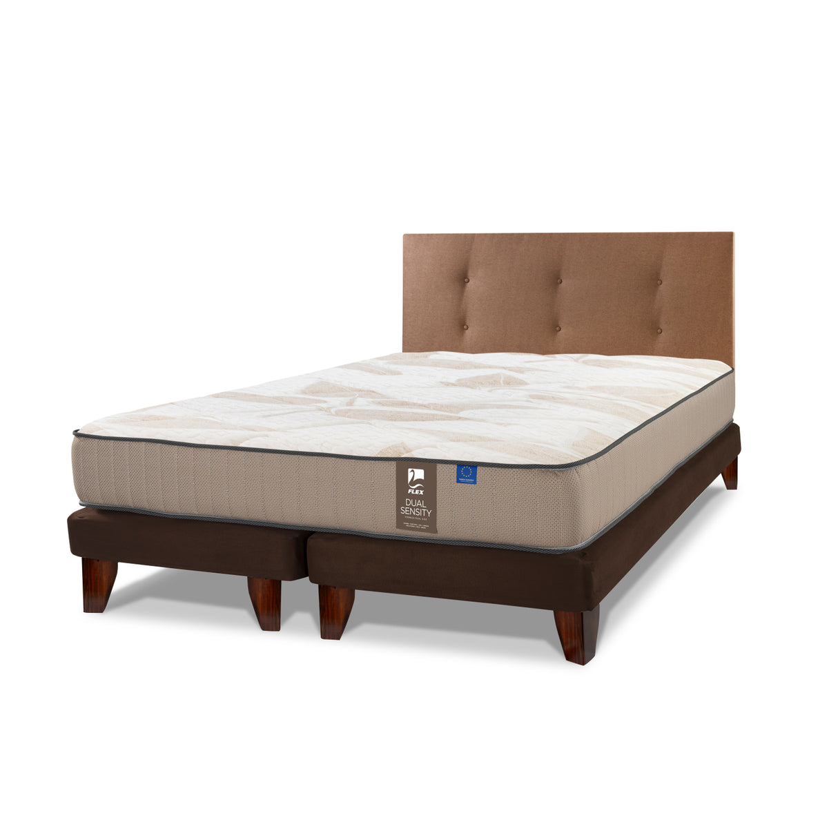 Cama Europea Dual Sensity 2 Plazas B/D + Respaldo Royal Café