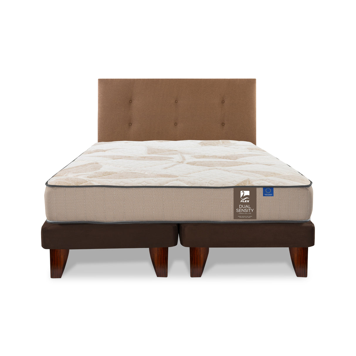 Cama Europea Dual Sensity 2 Plazas B/D + Respaldo Royal Café