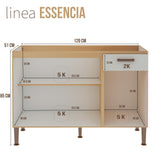 Mueble Base Lavaplatos 3 Puertas 1 Cajón 120 cm - Essencia 1012.0002