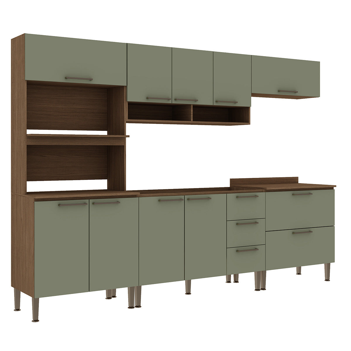Mueble Mural Aereo de Cocina Conecta - Ebano Fosco Alecrim 1313L.0001