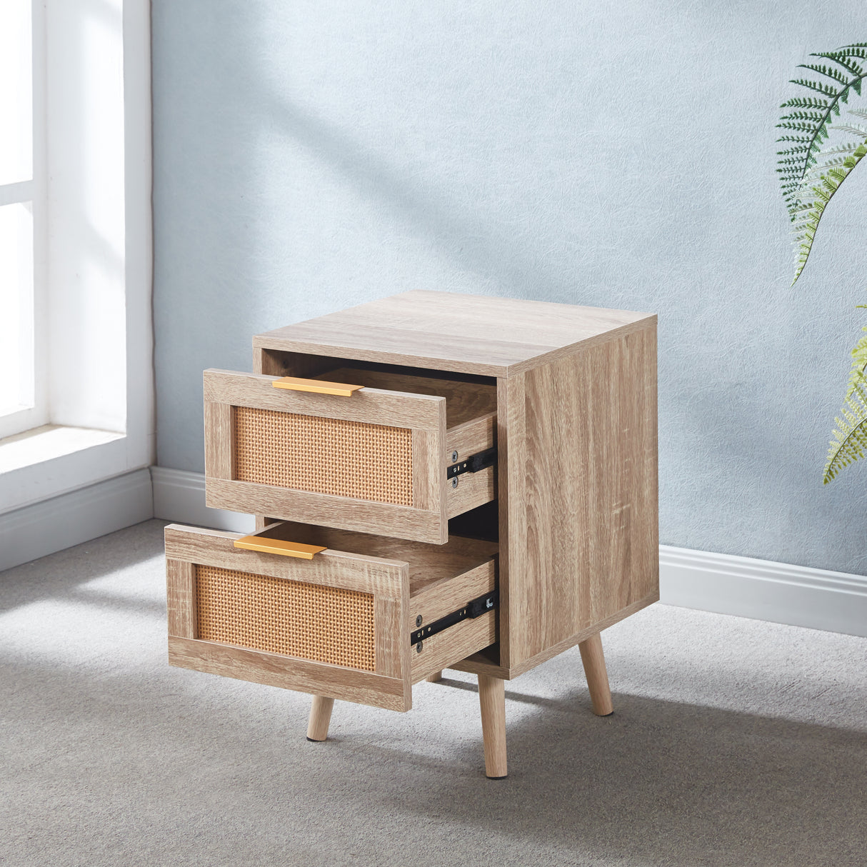 Velador Rattan Nordic 2 Cajones