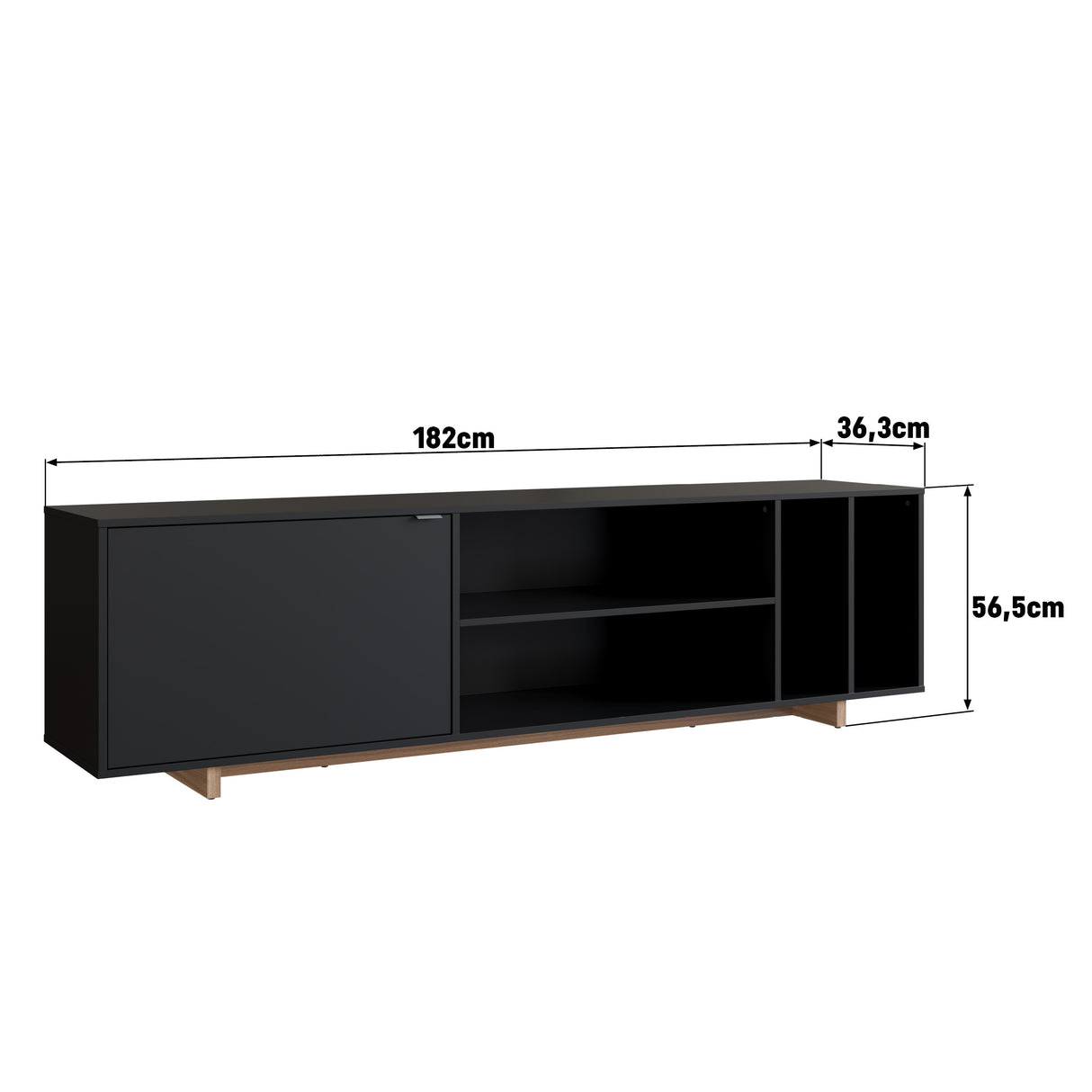 Rack Buffet Nova 1 Puerta 4 Divisiones Negro B84.088