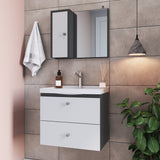 Vanitorio con lavamanos + Gabinete de baño con espejo Gris Blanco CLVP01.075