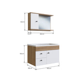 Set Vanitorio + Gabinete de baño con espejo Blanco Castaño CLVP02.077