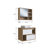 Set Vanitorio + Gabinete de baño con espejo castaño blanco FF CLVP03.077