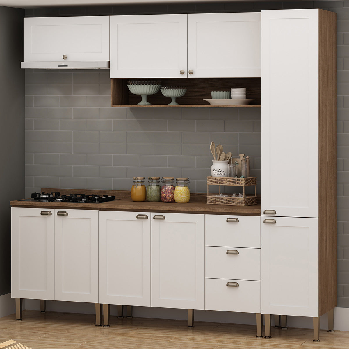 Set de Muebles de Cocina Conecta - Ebano Fosco Blanco CM0004.03