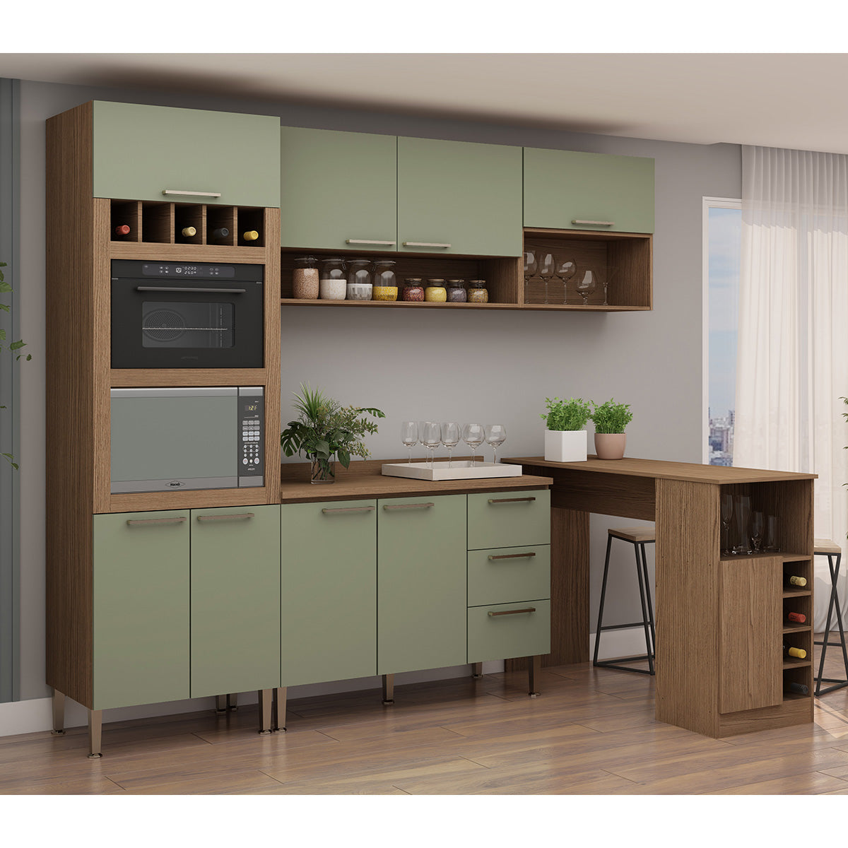 Muebles de Cocina Conecta - Ebano Fosco Alecrim CM0008.01