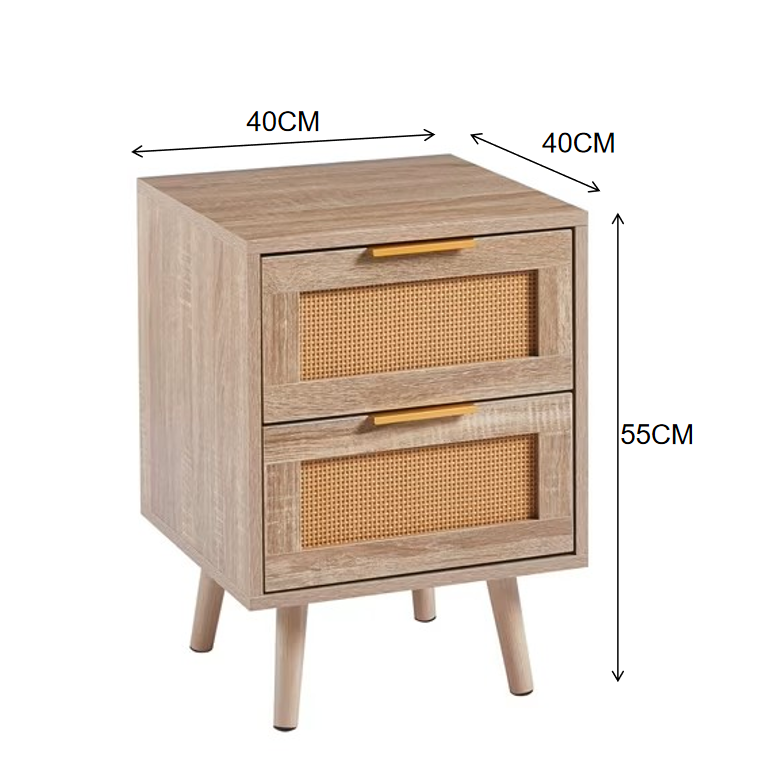 Velador Rattan Nordic 2 Cajones