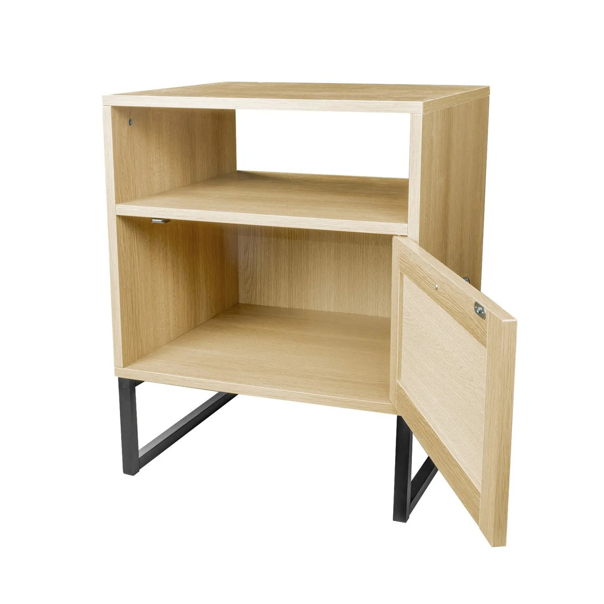 Velador Rattan Natural con Base Metálica