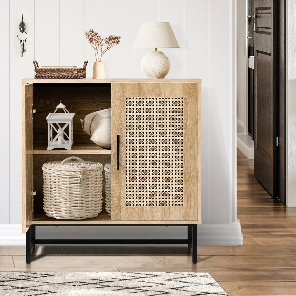 Aparador Rattan Nature con Base Metálica