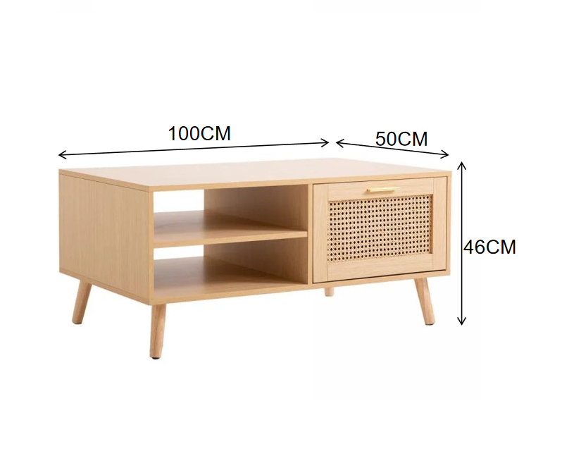 Mesa de Centro Rattan Natural 100 cm