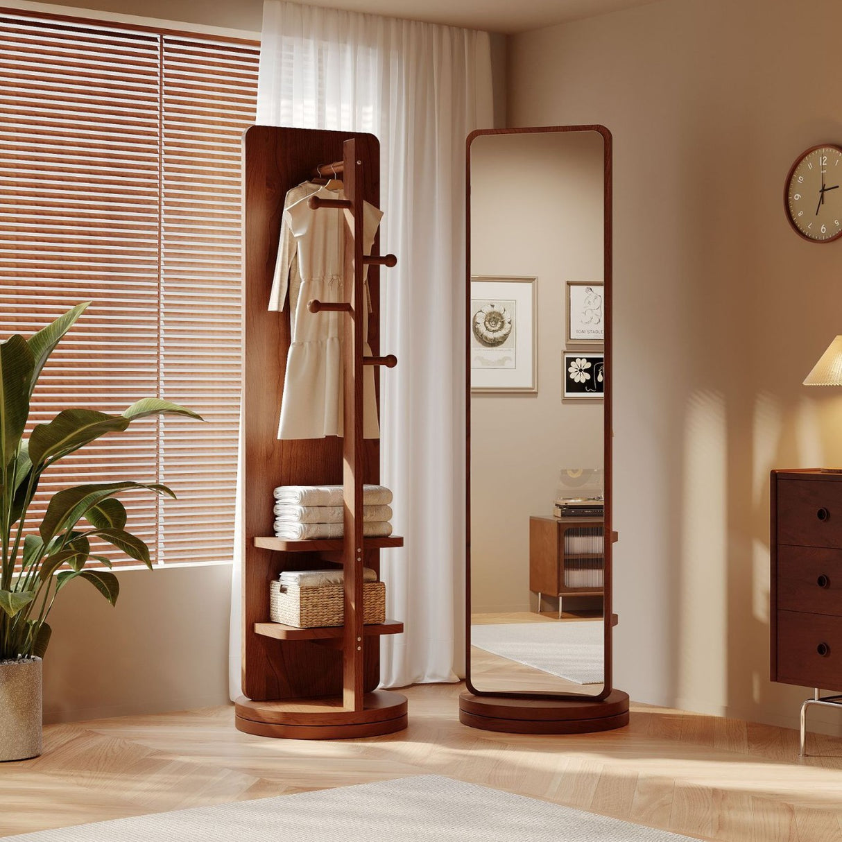 Espejo de Cuerpo Completo con Perchero y Repisas 168 cm