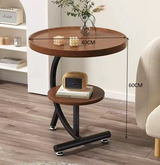 Mesa Lateral Curva Nogal  2 Niveles