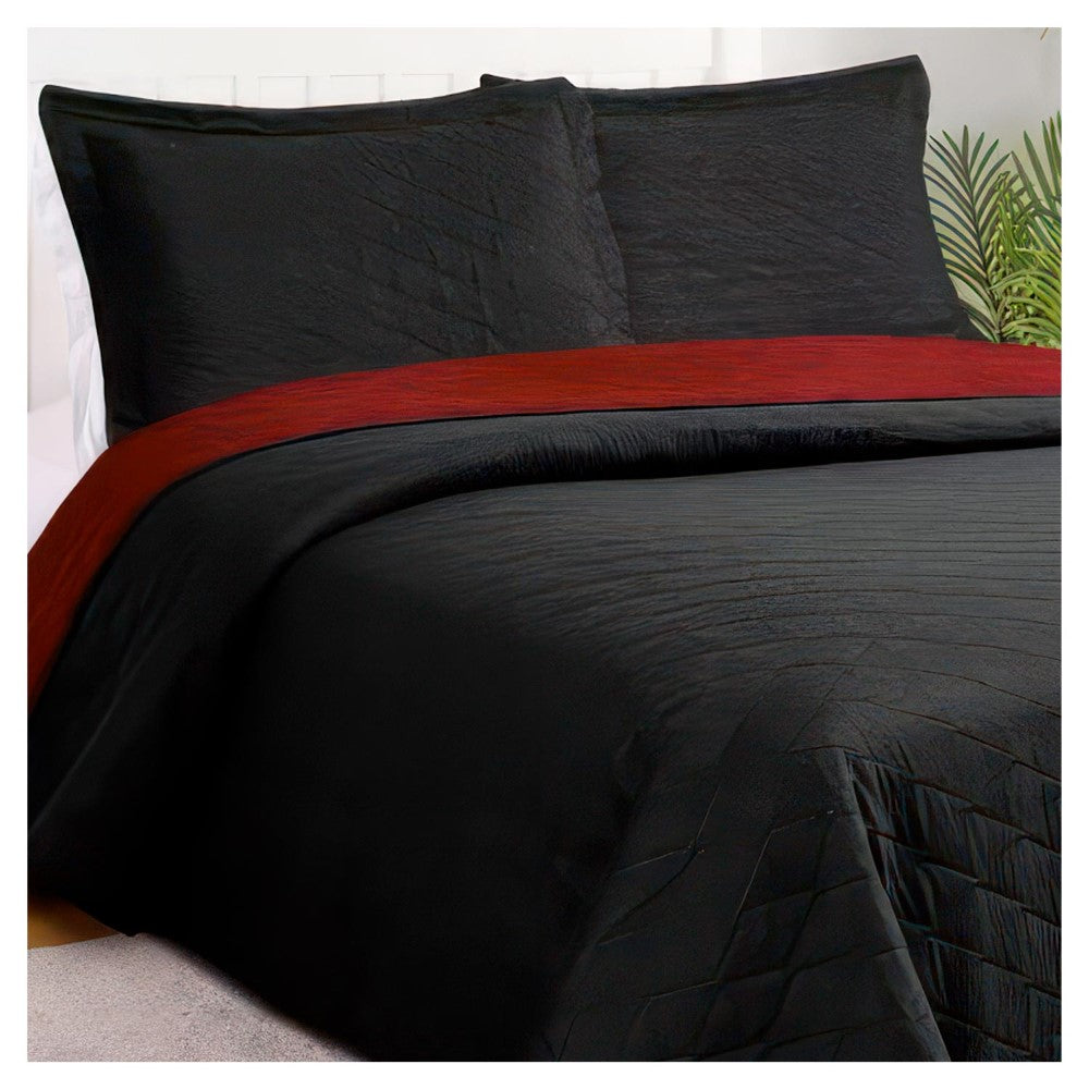 Quilt Bicolor Reversible Masel 1,5 Plazas Black-Red