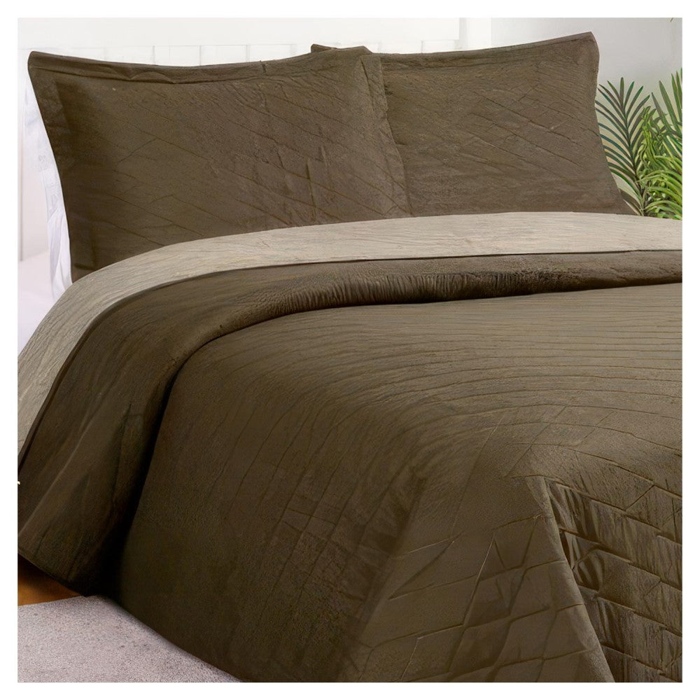 Quilt Bicolor Reversible Masel 1,5 Plazas Tabaco-Beige