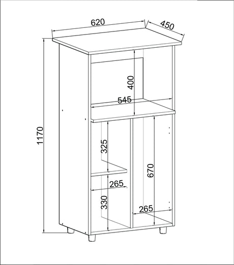 Mueble organizador de cocina blanco para horno y microonda con frutera 0260