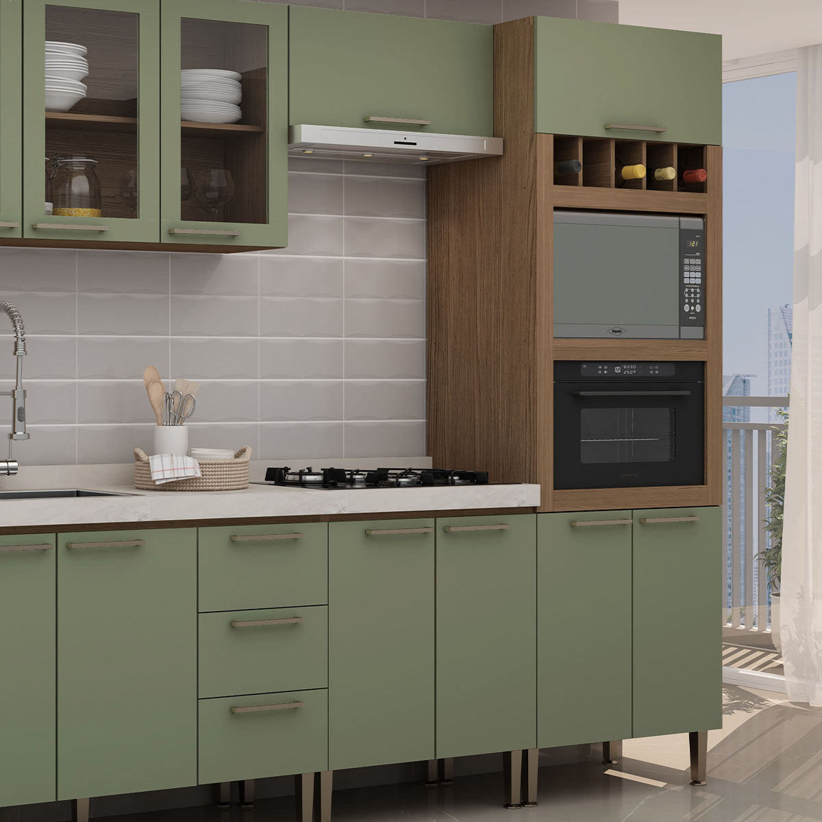 Mueble Mural Aéreo Conecta - 700 mm Ebano Fosco Alecrim 1302L.0001
