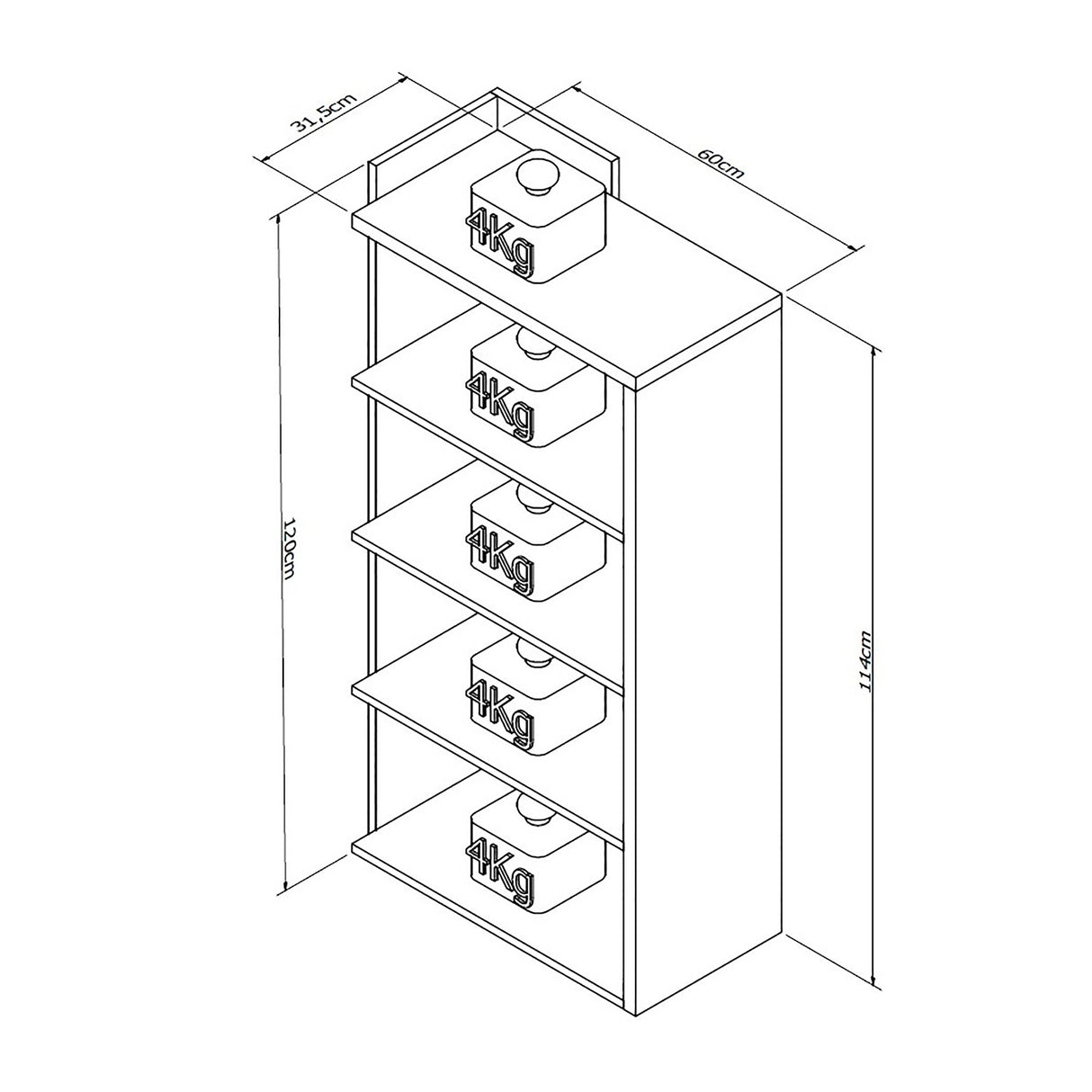 Estantería Organizador Sense 5 Gavetas Nogueira Blanco